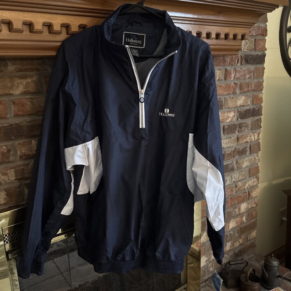 holloway windbreaker Blue & White Golfing V-neck Size Large New - Picture 2 of 8